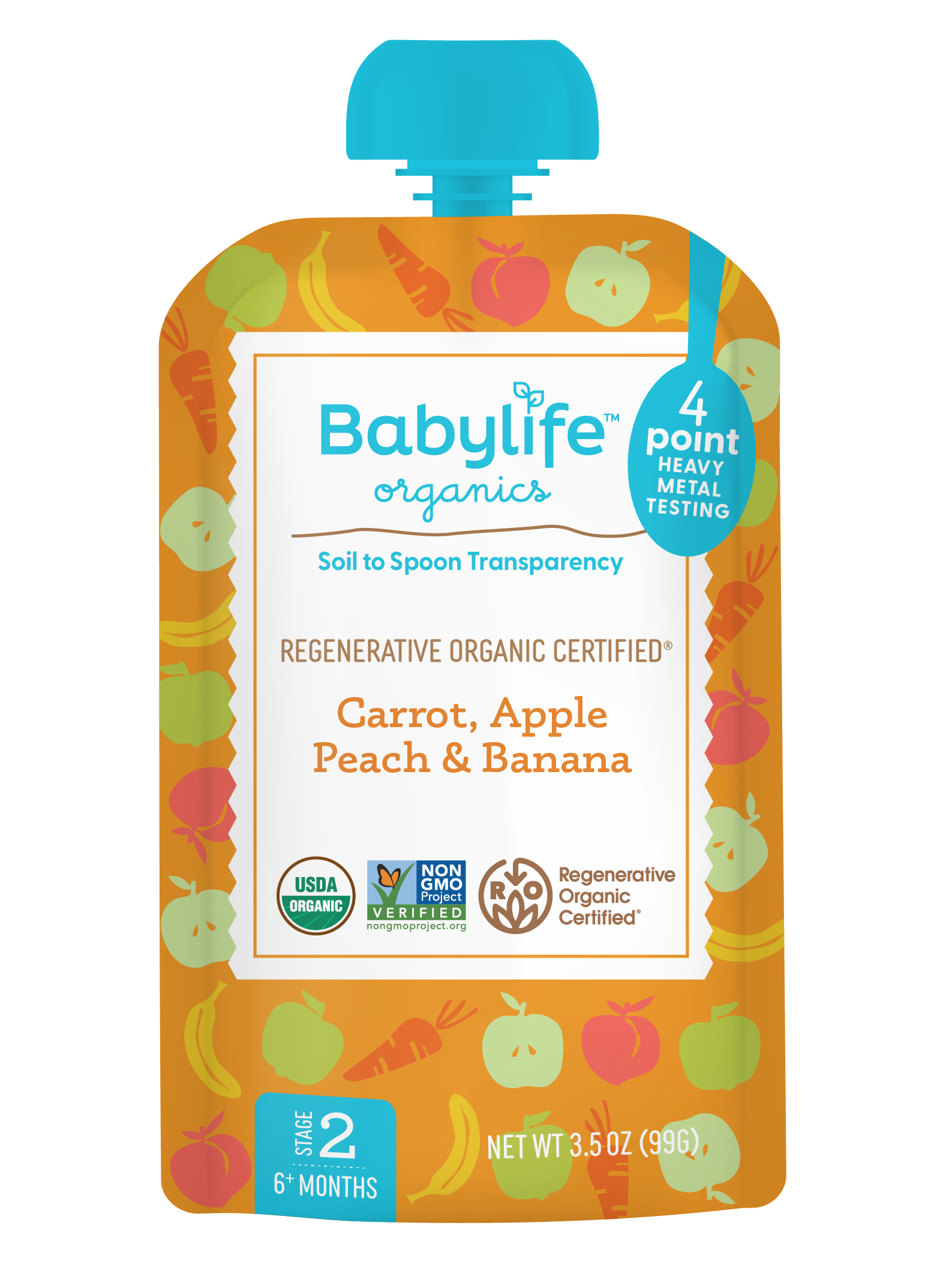 Carrot, Apple, Peach & Banana