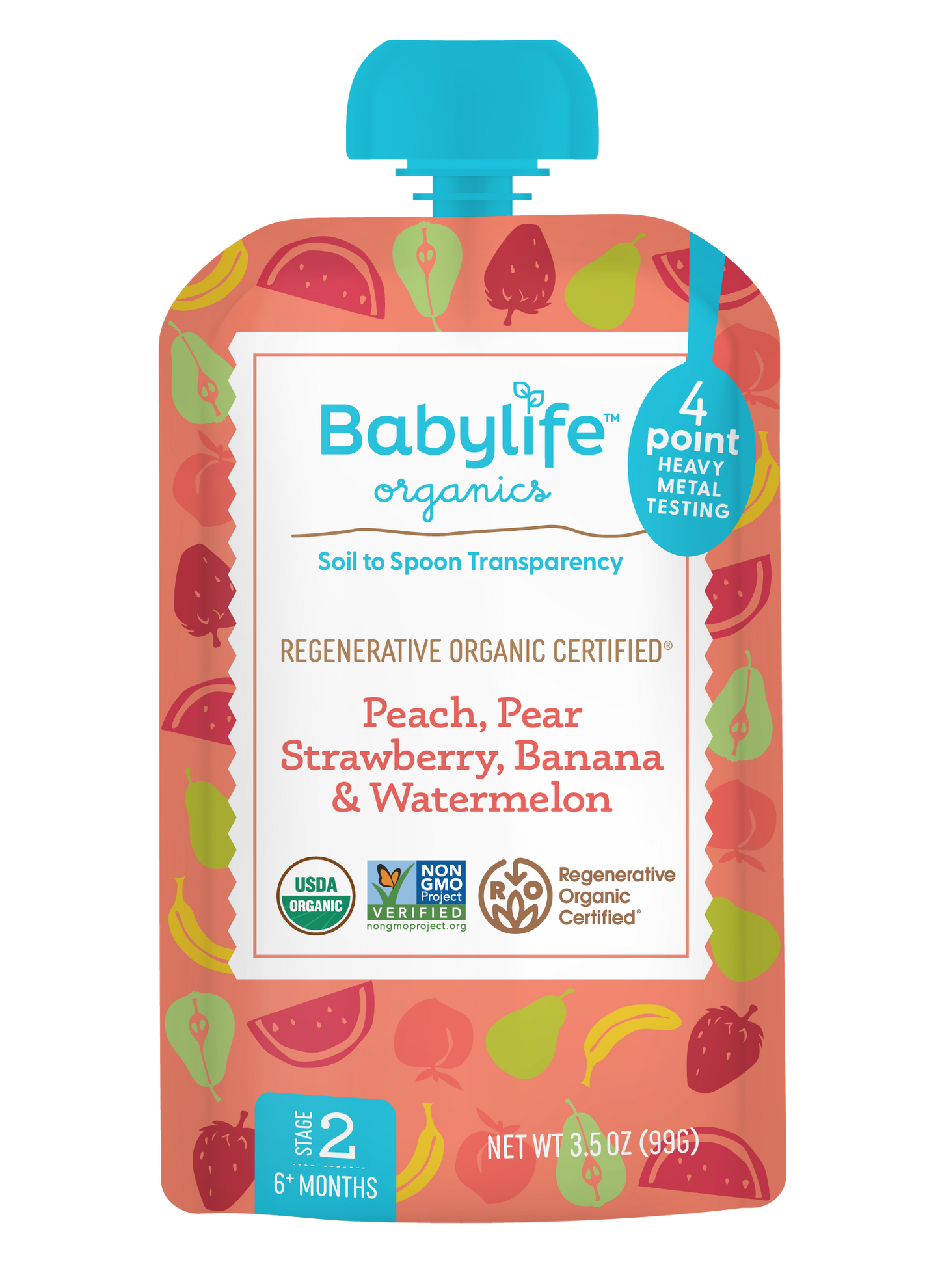 Peach, Pear, Strawberry, Banana & Watermelon