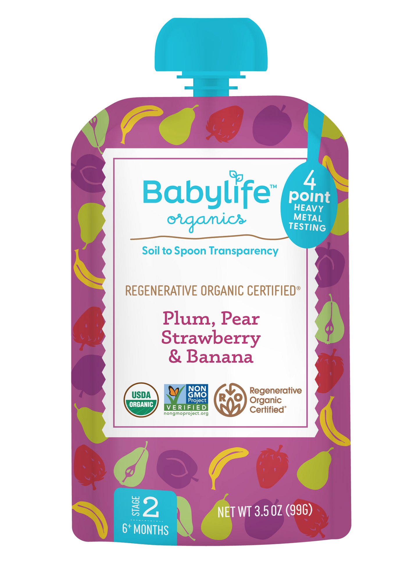 Plum, Pear, Strawberry & Banana