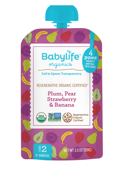Plum, Pear, Strawberry & Banana