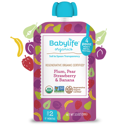 Plum, Pear, Strawberry & Banana