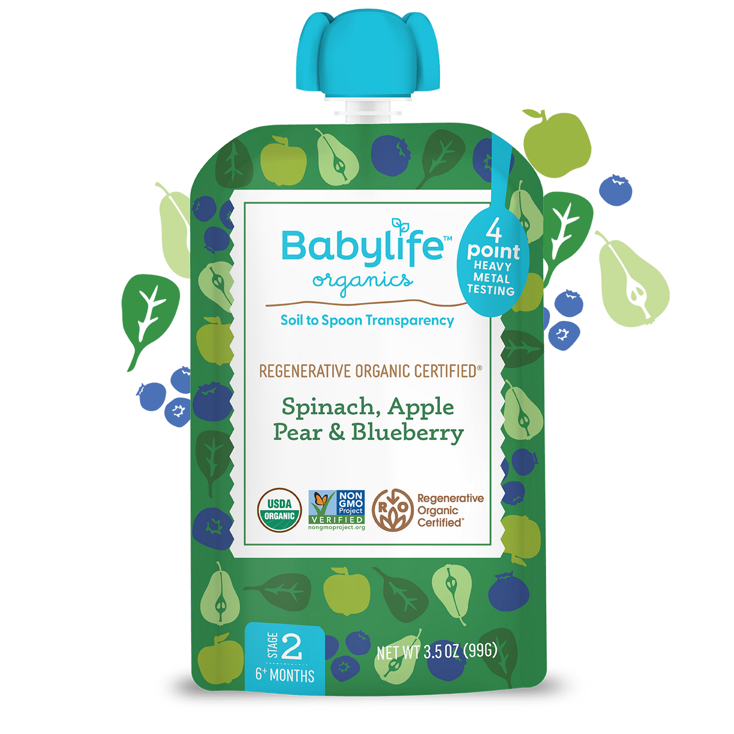 Spinach, Apple, Pear & Blueberry